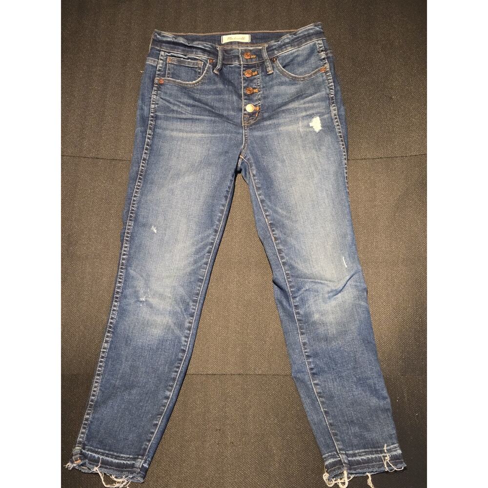 Madewell Women's 10"‎ High-Rise Skinny Jeans MED-DARK Wash Button Fly Sz 28 NWT